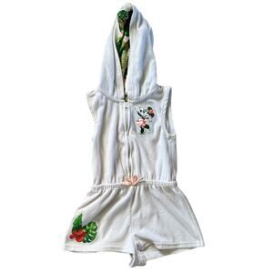 Disney Minnie Mouse One‎ Piece Terry Cloth Romper Zip Front Beach Coverup Size 5